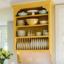 Wood Plate Rack With Yellow Color