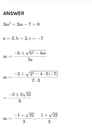 quadratic equation 3m2 2m