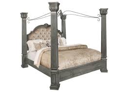 Siena Queen Size Canopy Bed Gray