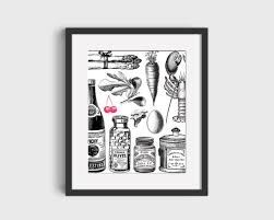 vintage kitchen wall print black and