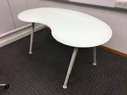 Ikea White Glass Kidney Shape Desk