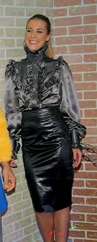 Satin play hot girls playing with their satin clothes. Untitled Beautiful Blouses Blouse And Skirt Black Leather Skirts