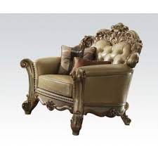 Acme Vendome Chair W 2 Pillows In Gold