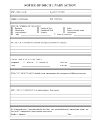 Disciplinary Action Form Template Magdalene Project Org