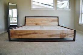 Modern Maple Walnut Platform Bed With
