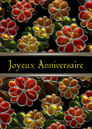 Joyeux anniversaire teal flowers greeting card. Amazon Com French Happy Birthday Joyeux Anniversaire Glass Flowers Greeting Card 1 Office Products