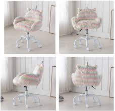 Shop wayfair for the best cute chairs for bedroom. Cimota Cute Girls Desk Chair For Kids Furry Rainbow Color Study Chair With Wheels Armrest Swivel Child Rolling Computer Chair For Girls Boys Bedroom Vanity Kids Furniture Chairs Seats Femsa Com
