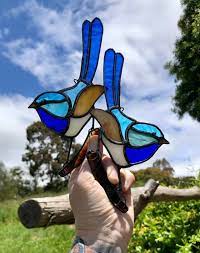 Stained Glass Superb Fairy Wren Blue