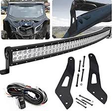Amazon Com 52 Inch 288w Offroad Curved Led Light Bar Spot Flood Combo Beam Upper Roof Windshield Mount Brackets W Wiring Kit Fit 2017 2018 2019 Can Am Maverick X3 Max Automotive