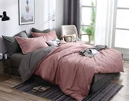 gray duvet cover dusty pink bedroom