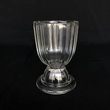 vintage ribbed clear glass footed bowl