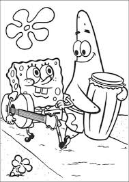 Downloads line coloring page spongebob thanksgiving coloring. Spongebob Square Pants Plays Guitar And Patrick Plays The Bong Drums Printable Coloring Page