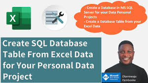 create sql database table from excel