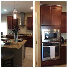 cherry cabinets and darker counters