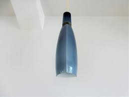 Vintage Blue Glass Pendant Lamp For