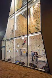 The grippers were also connected to a platform for the climber's feet during a demonstration, a 70 kilogram (154 pound) man was able to ascend a 3.6 meter vertical glass wall using the new climbing. Climbing And Sports Centre In Dordrecht By Nl Architects Climbing Hall Residential Building Design Home Climbing Wall