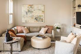 beige corner sectional with orange