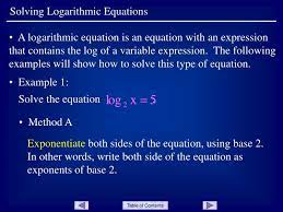 ppt solving logarithmic equations