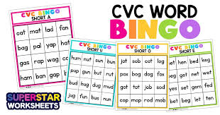 cvc word bingo superstar worksheets