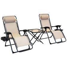 Zero Gravity Taupe Metal Lawn Chair Set