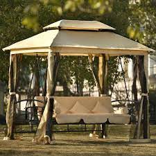 Black Metel Patio Swing Gazebo Daybed