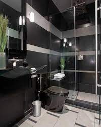 black bathroom fixtures and decor