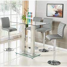 Jet Clear Glass Top Bar Table With 4