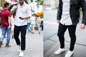 White shirt blue jeans offer various options depending upon how you match them with shoes, blazers, and accessories. How To Wear White Shoes With Black Jeans Man Of Many