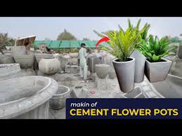 making of cement flower pots plant
