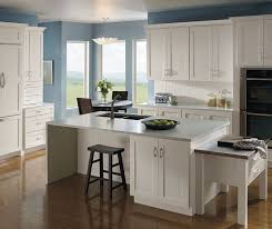 kitchen with painted maple cabinets