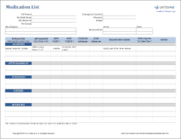 Part # 100625, 10 1/2 x 2 5/8 label. Medication List Template For Excel