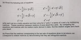 Given The Following Sets Of Equations X
