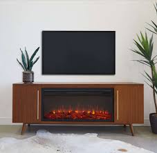 Real Flame Morris 72 Landscape Tv Stand Electric Fireplace Vintage Black Maple