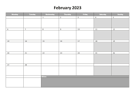 monthly calendar for 2023 free excel