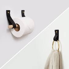 Leather Wood Toilet Paper Holder Hand