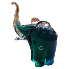 Green Sommerso Murano Glass Elephant