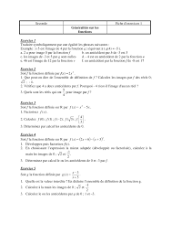 Fiche d'exercices - Généralités sur les fonctions | Exercices Mathématiques  | Docsity