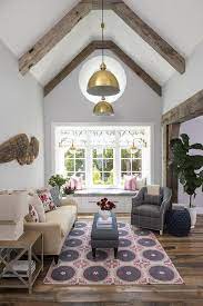 Cabin Style Vaulted Ceiling With Brass