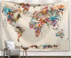 Buy Oil Painting World Map Tapestry Map