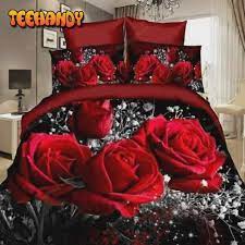 3d Painting Red Rose Duvet Cover