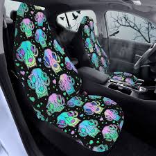 Neon Cat Skulls Car Seat Covers Pastel