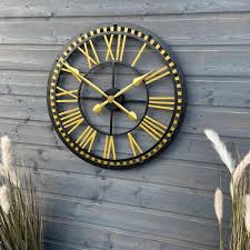 Outdoor Black Oversize Skeleton Clock