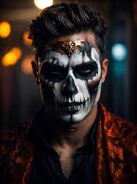 male with skull makeup in a halloween theme