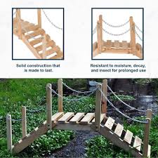 Wooden Garden Bridge With Side Rails 3