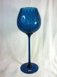 vintage colony tall blue glass candle
