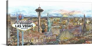 Vegas Skyline In Color Wall Art Canvas