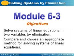 solving systems by elimination module 6
