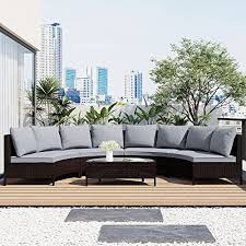5 Pieces Outdoor Curved Sectional Sofa