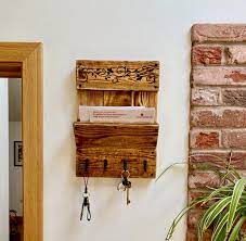Wooden Key Ring And Letter Holder Wall