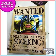 Usopp s wanted poster as god usopp. One Piece Poster Buronan Sogeking Usopp Usop Wanted Bounty Latest Straw Hat Shopee Malaysia